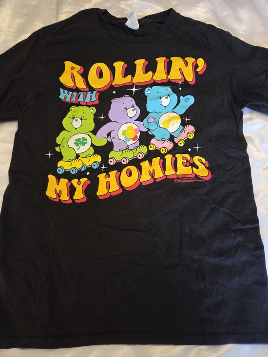 Care Bears Other - Care Bears Black 100% Cotton Graphic T-Shirt Rollin' With My Homies Retro Adult
